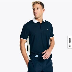 Nautica Men's Polo Shirt in Navy and White, Large